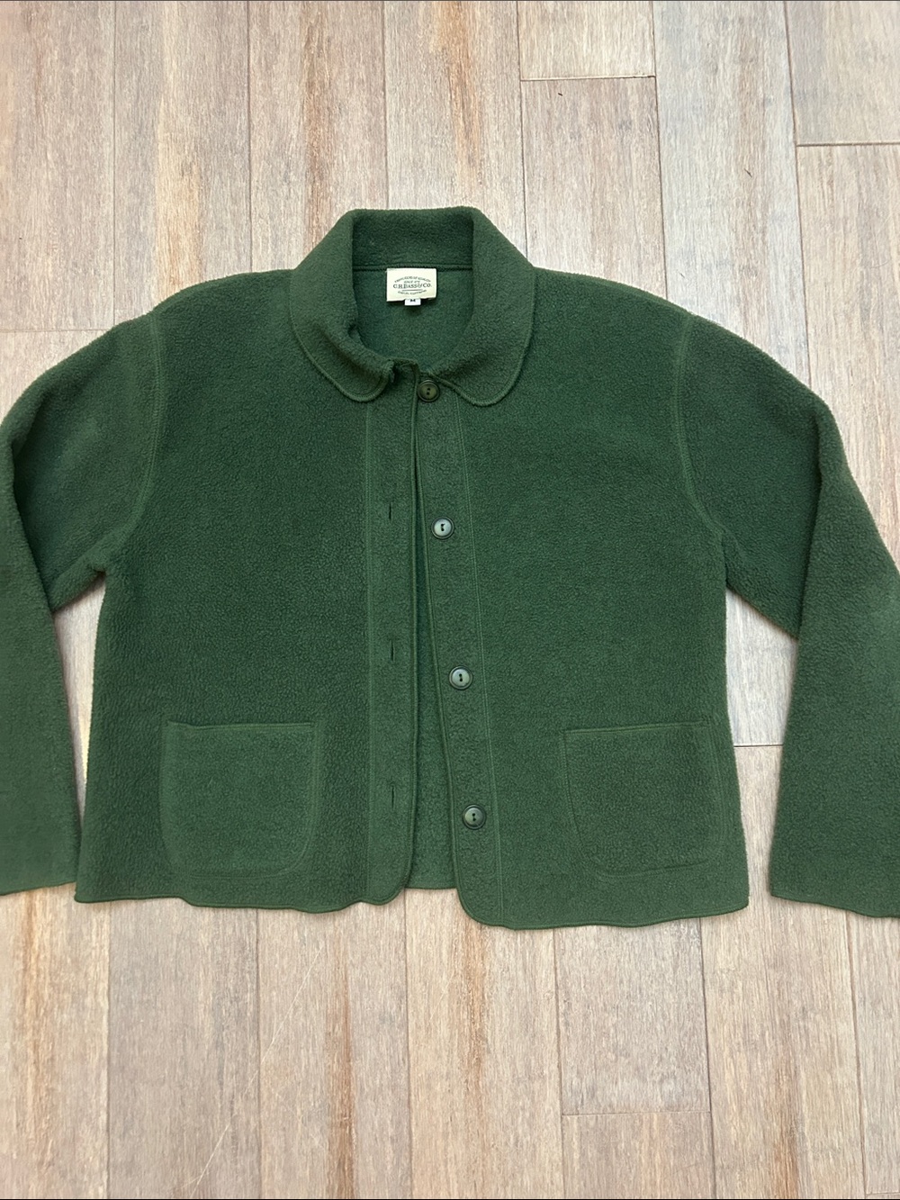 VTG G.H. Bass & Co Fleece Polartec Jacket Women's L Button Green Lightweight M
